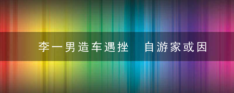 李一男造车遇挫 自游家或因资质问题短期内无法交付